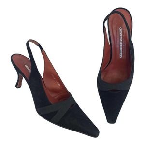 DONALD PLINER black shoes suede sling back 7.5
